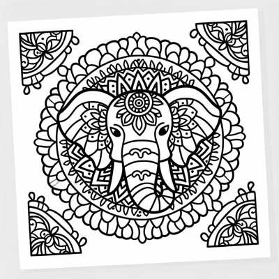 An Elephant Mandala Coloring Page