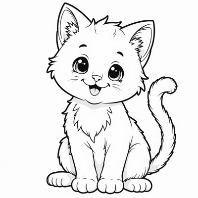 A Funny Kitten Coloring Page