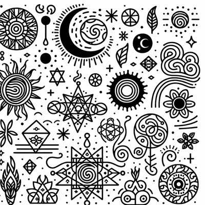 New Moon Mythology Symbols Coloring Page