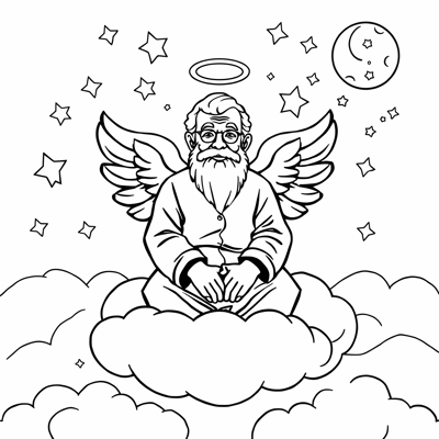 My Grandpa With Angel Wings Because He Died Coloring Page