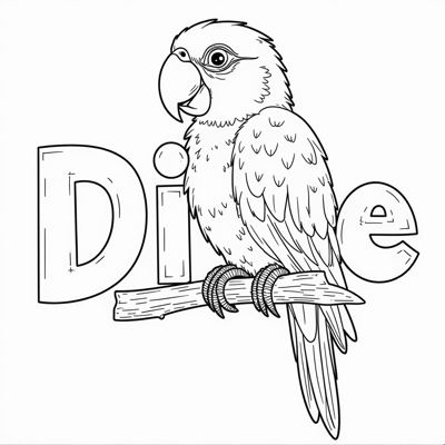 A Budgerigar Made Up Of The Letters Of The Word... Coloring Page