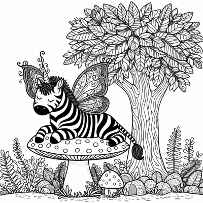 Zebra As A Fairy Coloring Page