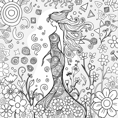 Naked Girl Coloring Page