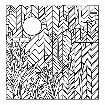 Geometric Patterns Chevrons Herringbone And Other... Coloring Page