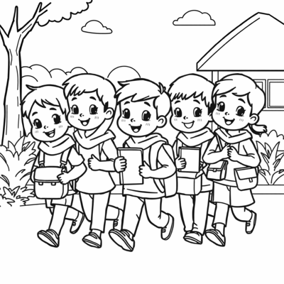 Create An Image Of Elementary School Children On... Coloring Page