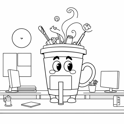 Cartoonstyle Illustration Of A Person Sitting At... Coloring Page