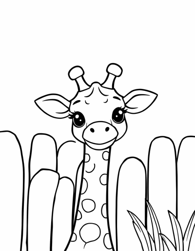 A Cute Giraffe At The Zoo Coloring Page
