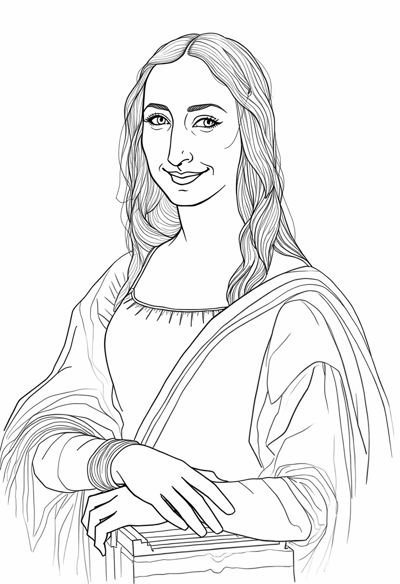 A Painting Of A Woman With A Long Nose Long Hair... Coloring Page