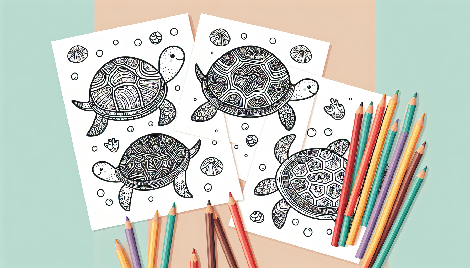 20 Turtle Coloring Pages