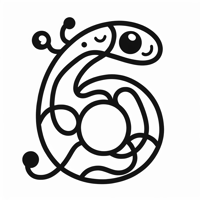 Alien With Number 6 Coloring Page