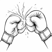 Boxing Gloves Collide Silence Breaks Coloring Page