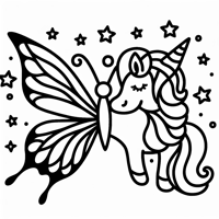 Butterfly With Unicorn Coloring Page