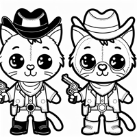 Cat With Cowboy Coloring Page