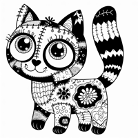 Cat With Frankenstein Coloring Page
