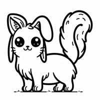 Cat With Rabbit Coloring Page