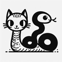 Cat With Snake Coloring Page