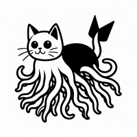 Cat With Squid Coloring Page