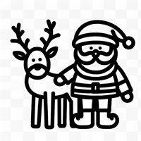 Christmas Reindeer With Santa Claus Coloring Page