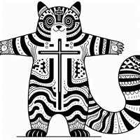 Cross With Tiger Coloring Page