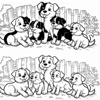 Dog With Family Coloring Page