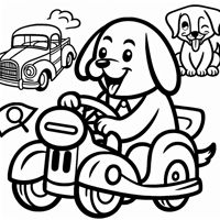 Dog With Truck Coloring Page