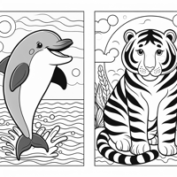 Dolphin With Tiger Coloring Page