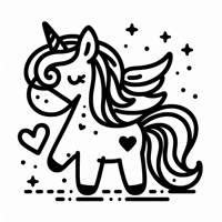 Hearts With Unicorn Coloring Page