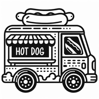 Hot Dog With Truck Coloring Page