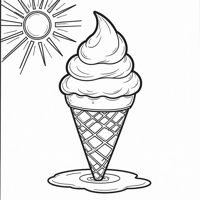 Ice Cream Melts Under Sunlight Coloring Page