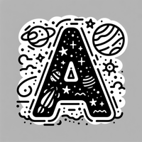 Letter A With Outer Space Coloring Page