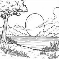 Orange Sunset Kissed The Horizon Coloring Page
