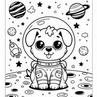 Outer Space With Puppy Coloring Page