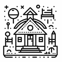 School House With Shapes Coloring Page