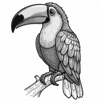 Toucan Perched Vibrant Colors Gleamed Coloring Page