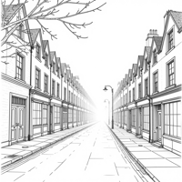 UK Fog Envelops Silent Streets Coloring Page