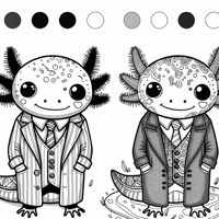 A Cute Axolotl Wearing A Suit Coloring Page