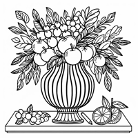 A Vase With Fruit Inside Coloring Page