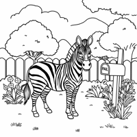 A Zebra In Front Of A House Coloring Page
