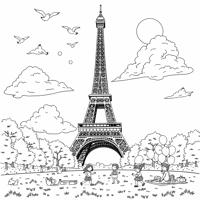 Eiffel Tower Coloring Page