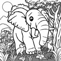 Elephant In The Zoo Coloring Page