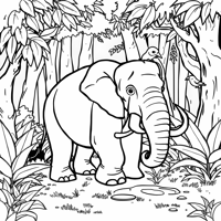 Image Of An Elephant In The Forest Coloring Page