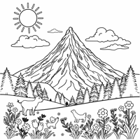 Mountain View Coloring Page