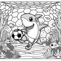 Shark Soccer Ball Coloring Page