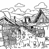 Small Village With A Sweet Garden Coloring Page