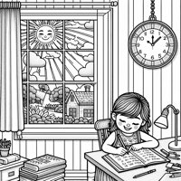 The Weather Is Sunny There Is A Girl Sitting In... Coloring Page