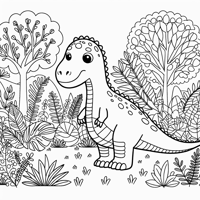 A Dinosaur In A Green Meadow Coloring Page