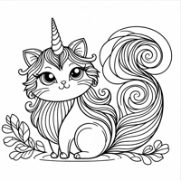 Unicorn Cat Coloring Page