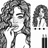 Face Of A Woman With Long Curly Hair And Freckles... Coloring Page