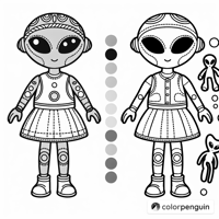 Half Alien Barbie Doll Coloring Page