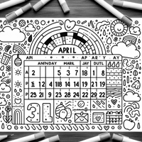 April Calendar Coloring Page